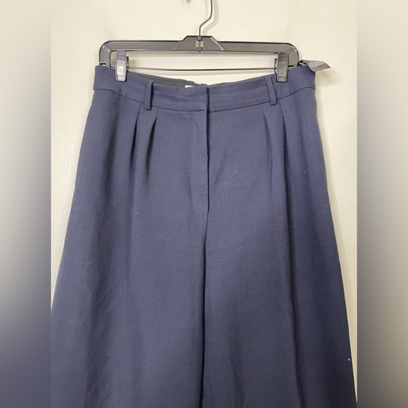 Aritzia Babaton Effortless Pleated Wide Leg High Rise Size 10 In Navy - Picture 3 of 7
